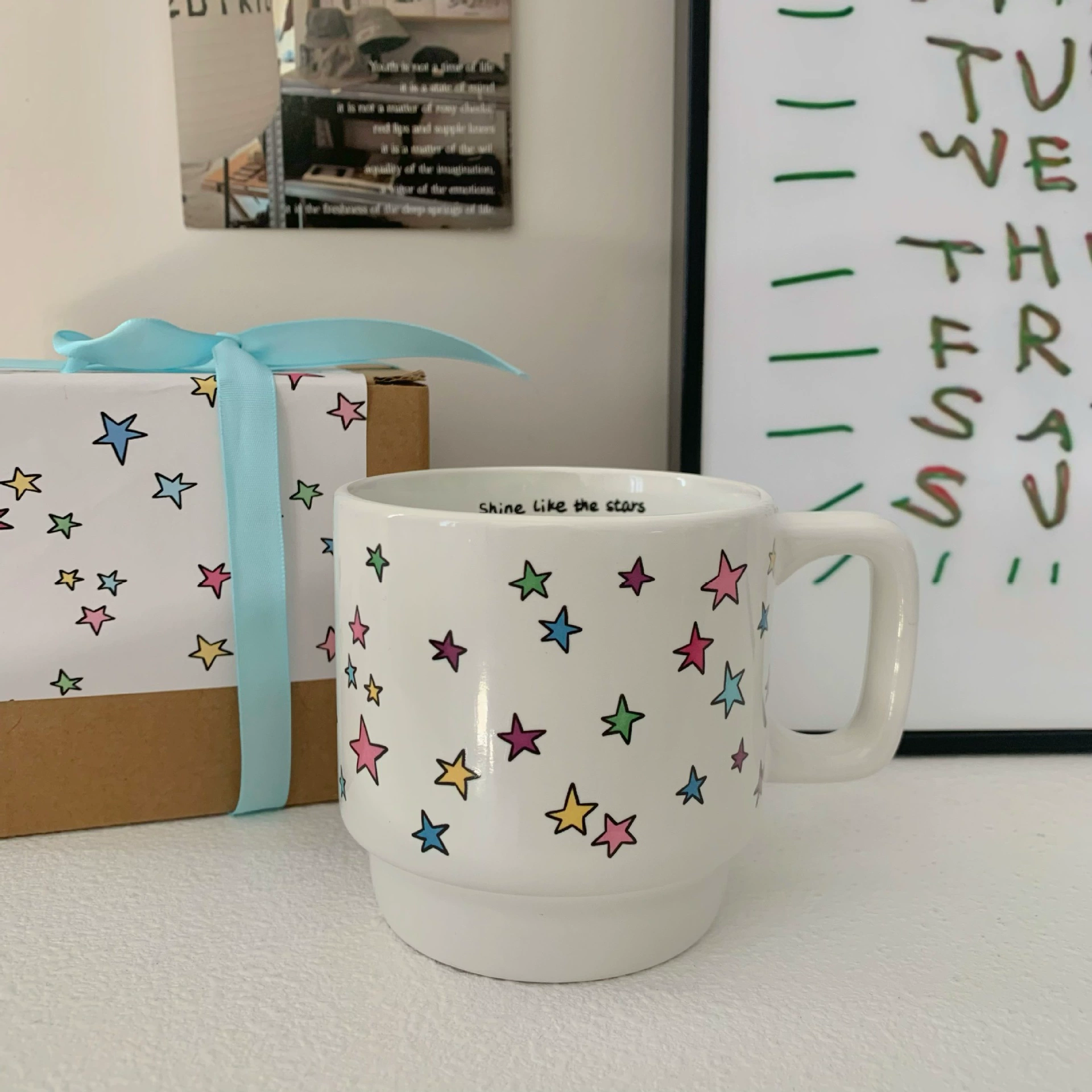 Ceramic Mug Ins Cat Eating Fish — 350 ml, Cute Gift Box Design