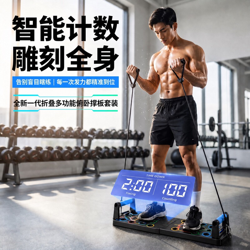 Portable Folding Push-Up Board, Multi-Functional Home Chest Muscle Trainer, Fitness Equipment for Men and Women