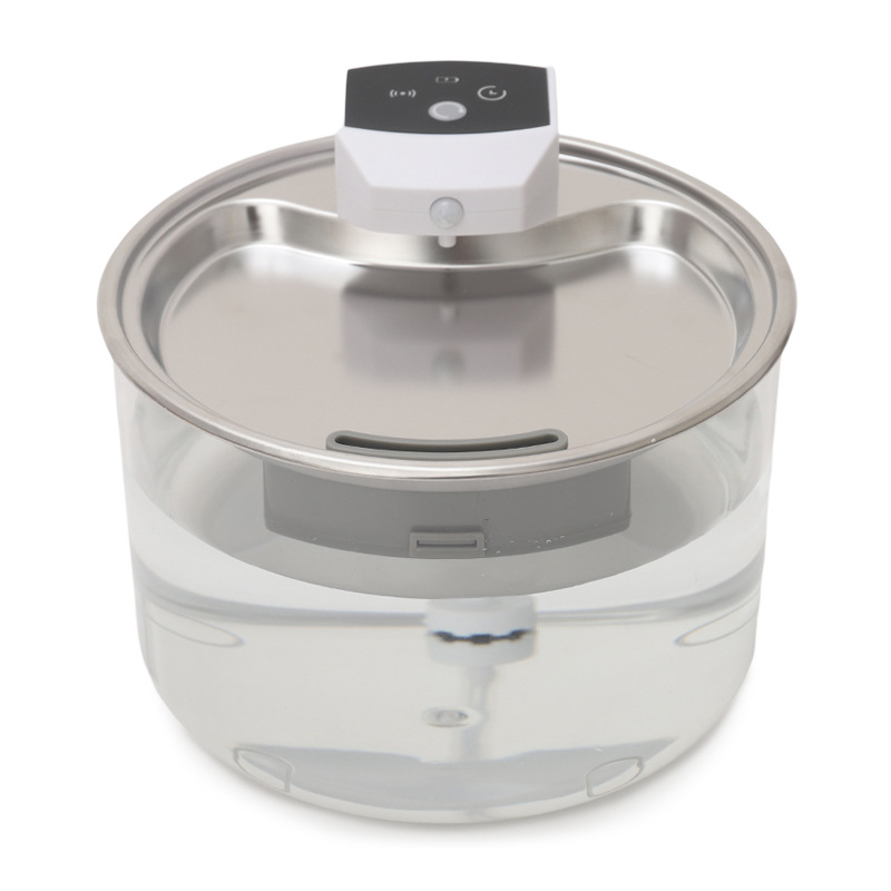 Dispensador de agua para gatos, sin conexión, circulación automática inalámbrica, recipiente de agua de acero inoxidable, alimentación de agua viva, bebedor de agua móvil para mascotas