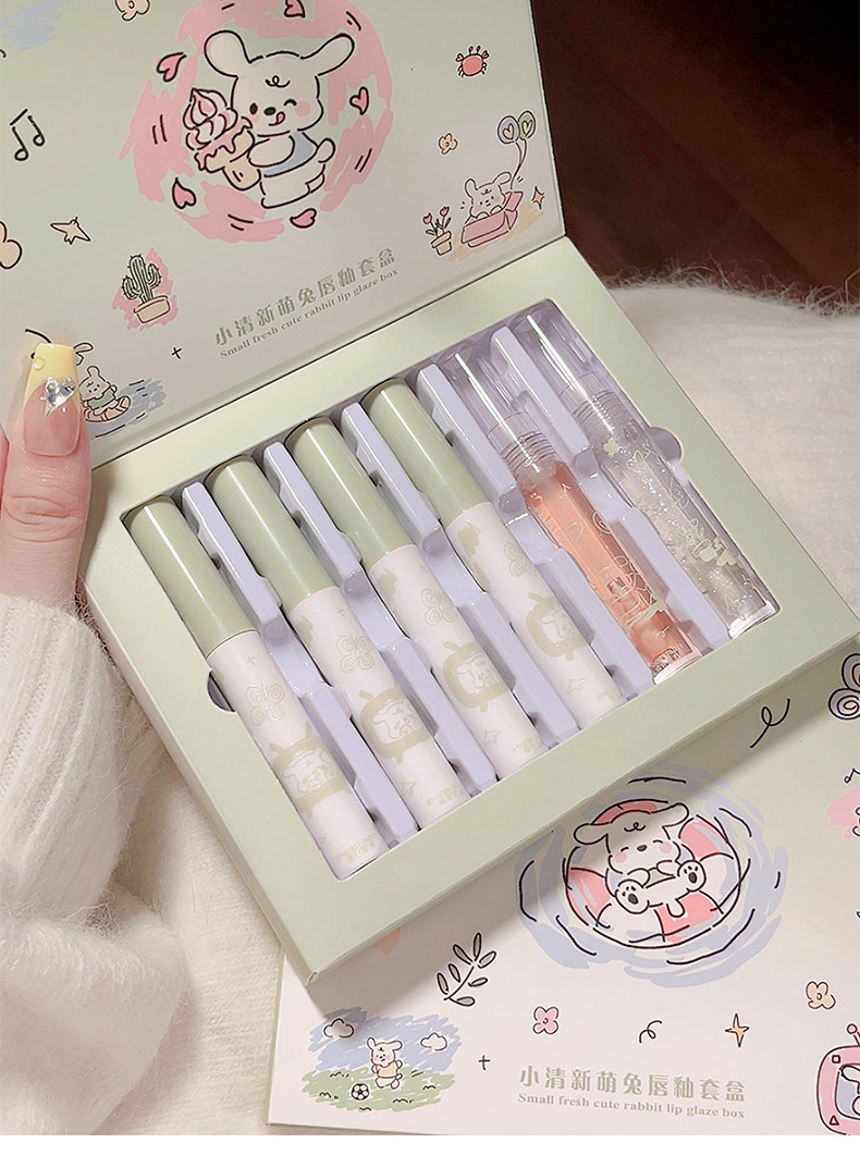 Sensory Party, Fresh and Cute rabbit Lip Gloss Set of Six pieces, matte velvet Whitening Moisturizing Lip gloss wholesale details Picture
