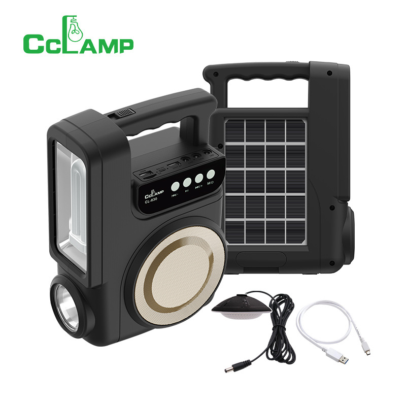 Cclamp solar Bluetooth radio portátil lámpara de sonido integrada solar linterna solar fuente de alimentación móvil solar image 7