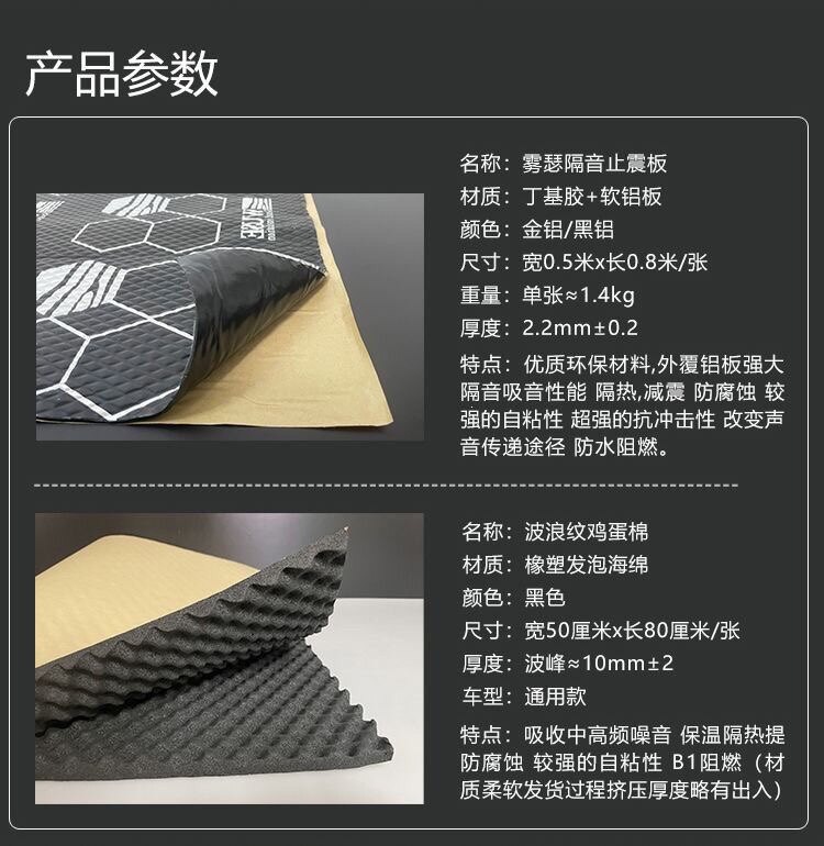 Suitable for car self-adhesive soundproofing foam, sound-absorbing wave foam, whole car floor lining, fender and door material for noise reduction