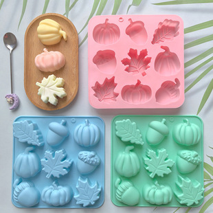 9 Consecutive Pumpkin Maple Leaf Mold Silicone Candy Mold Harvest Season Halloween DIY Pudding Cake Baking Mold 655