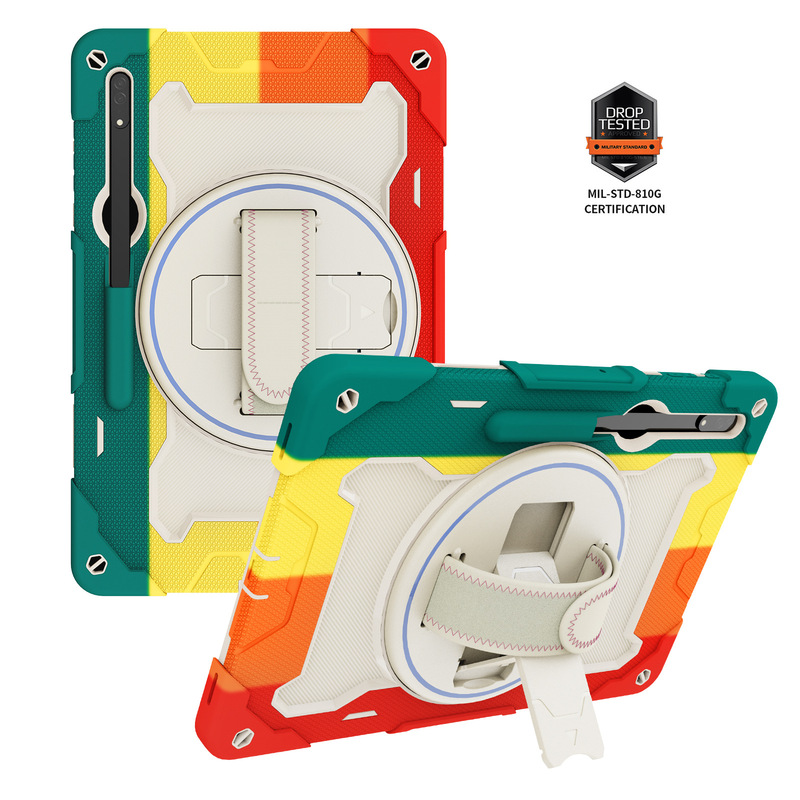 For Samsung TabS8plus X800 flat set S7FE rotating bracket S7plus silicone children's anti-fall shell