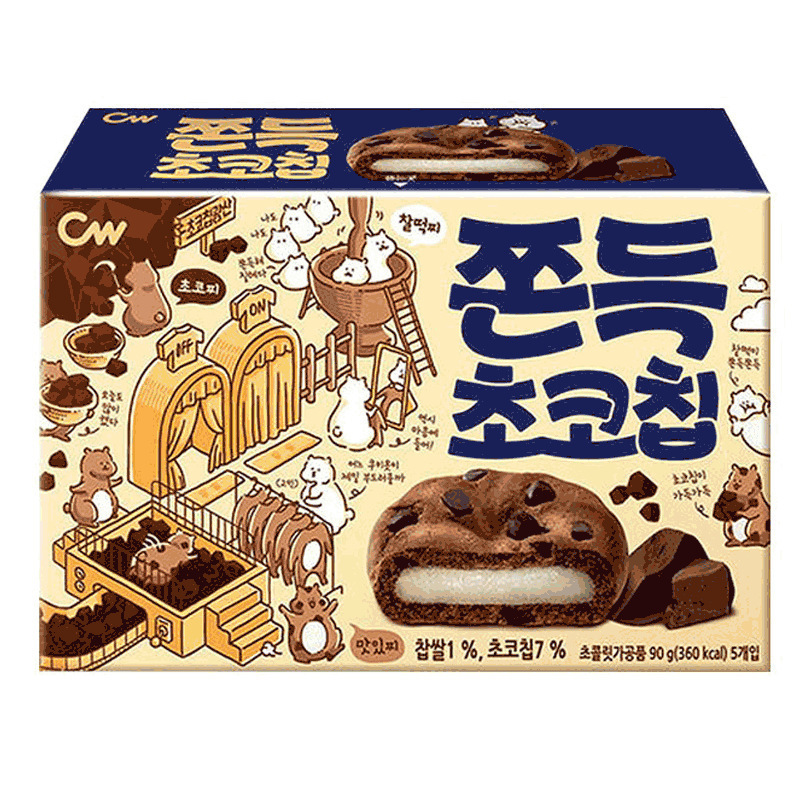 韓国輸入共同ブランドスナックCW青右チョコレート風味サンドイッチ餅もちもち青右菓子|undefined