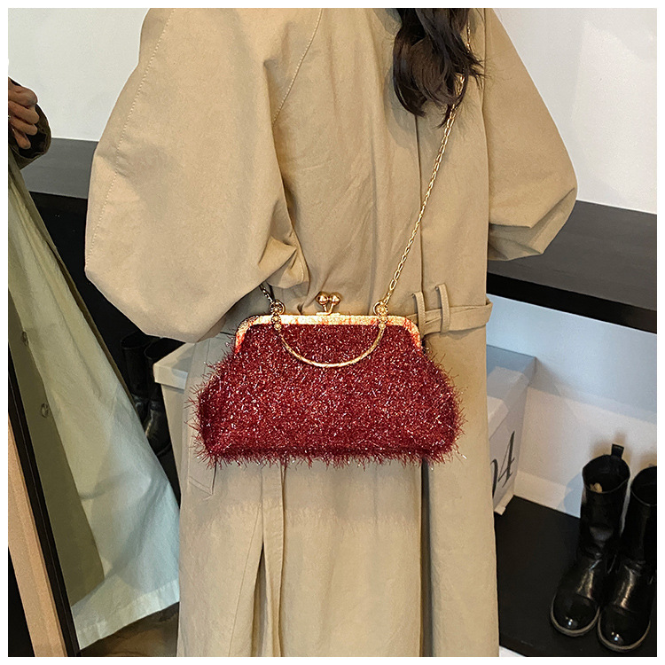 A trendy and fashionable women's 2024 autumn new chain crossbody bag, a Korean-style hand-held shell bag undefined