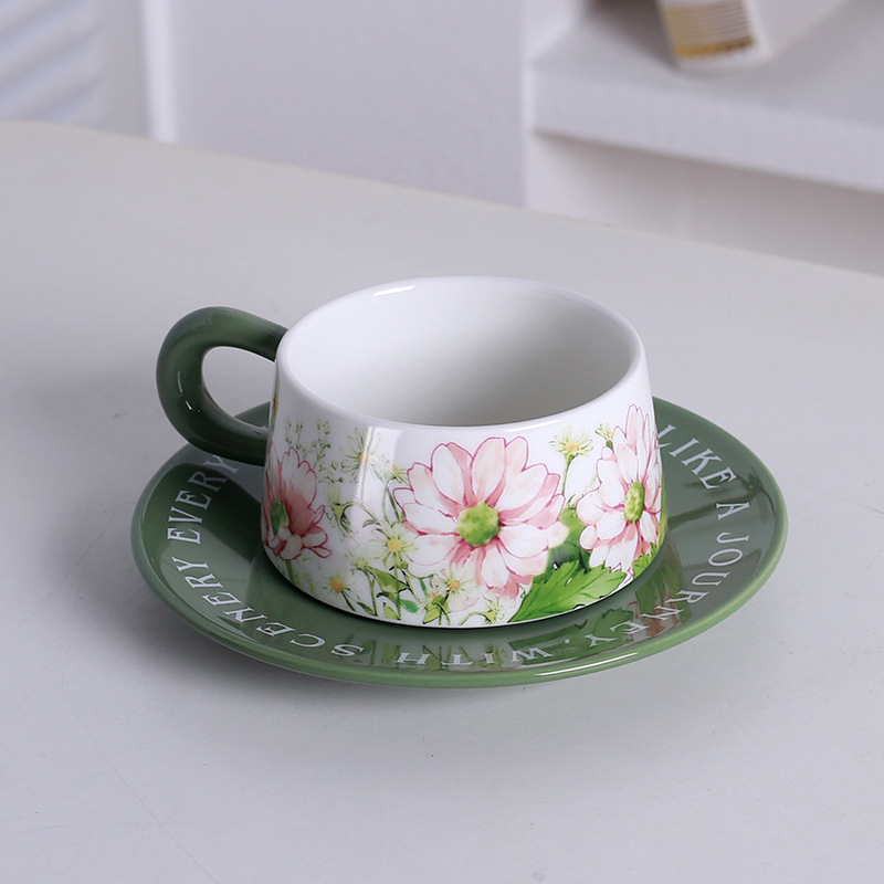 Taza de café y platillo-Margarita verde