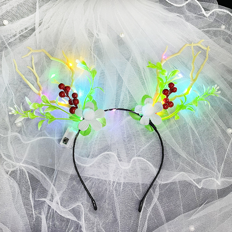 Cute Christmas Luminous Flower Antler Feather Hairband Wholesale display picture 7