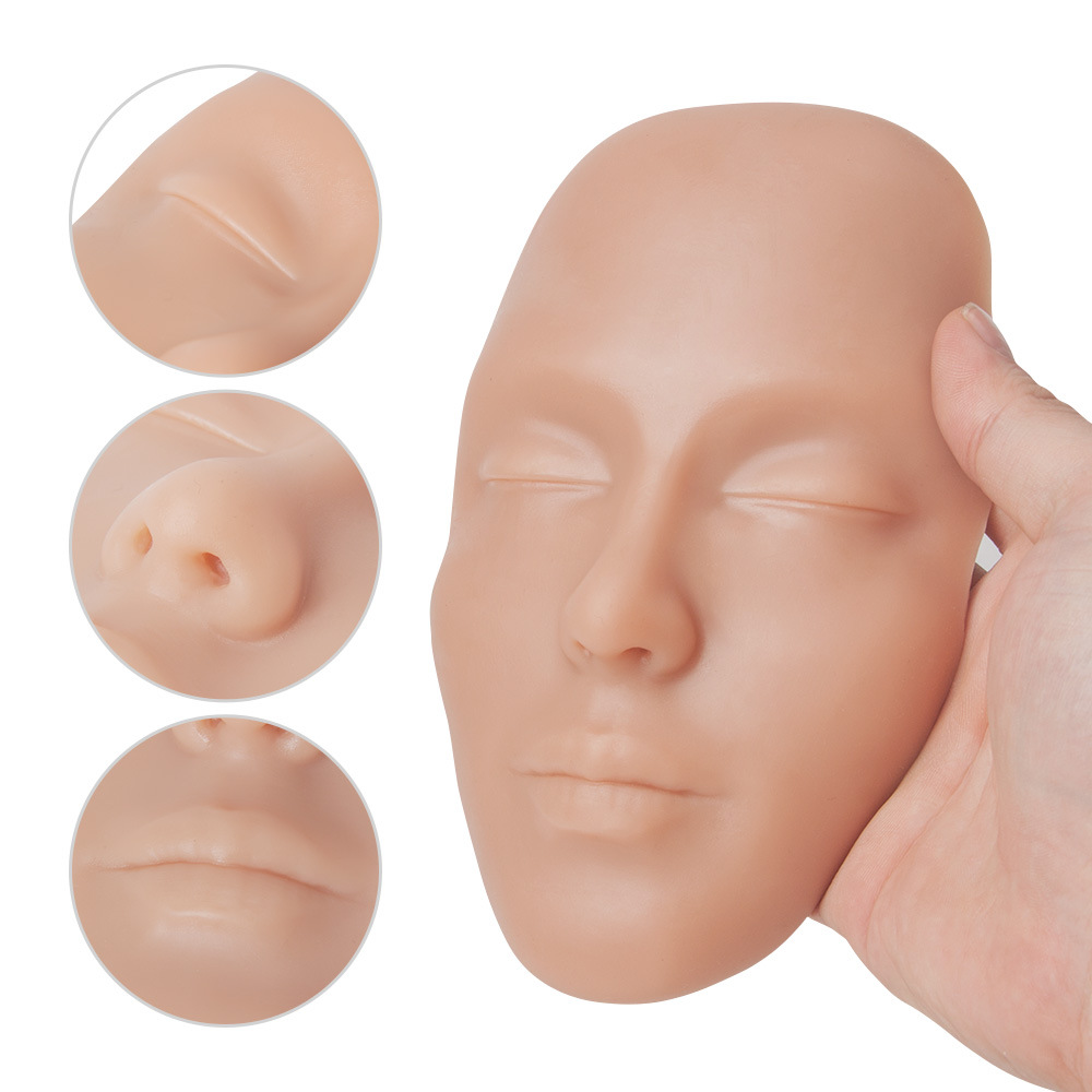 Factory wholesale silicone practice skin, realistic human face eyebrow, eye, and lip tattoo practice tools