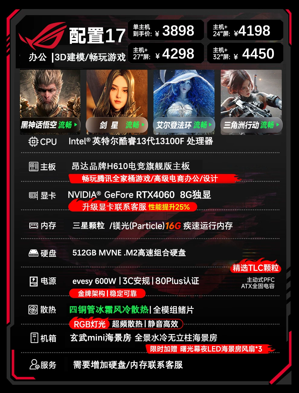 Настольный компьютер 5060, игровой e-sports и офисный ПК, конфигурации с отдельным дисплеем