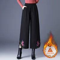 Качественные зимние брюки в этническом стиле с пухом, хлопок и лен, oversize