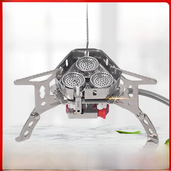 Outdoor Portable Three-Head Camping Style Windproof Mini Stainless Steel Camping Style Stove Gas Stove Folding Cassette Stove