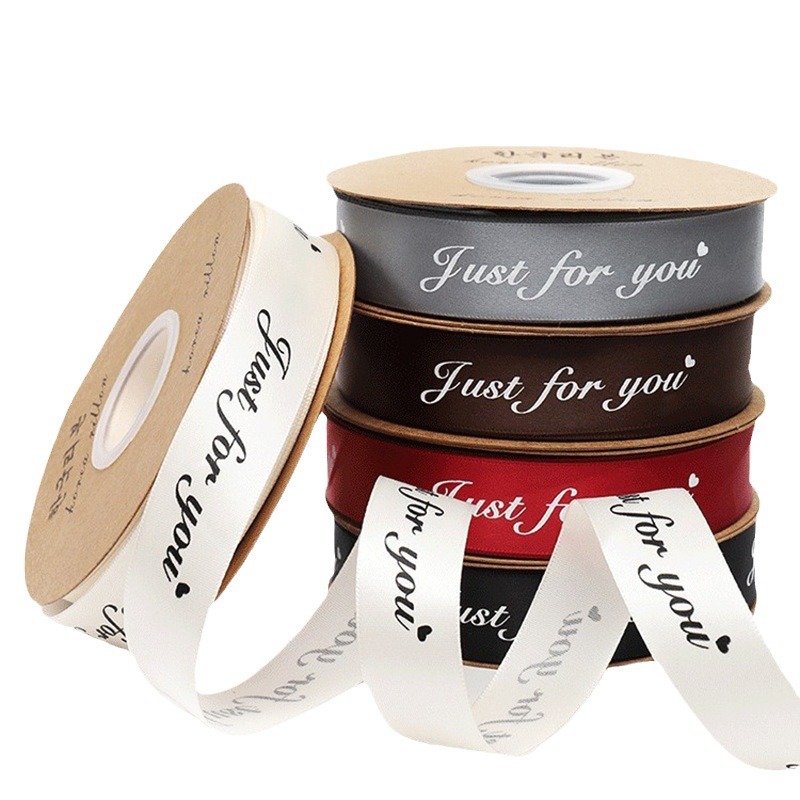 2,5 cm flor floral caja de regalo cinta de poliéster pastel DIY arco cinta sólo para usted letra inglesa cinta