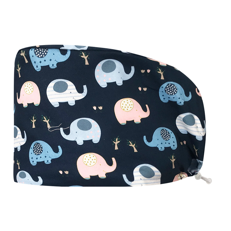 Sombrero de algodón estampado, bonito sombrero de enfermera, dientes, electrocardiograma, herramienta médica, patrón, sombrero de trabajo, sombrero Baotou, exportación