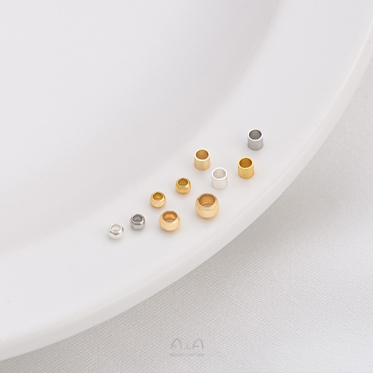 Solid Color Pattern Polished Finish 100 Pieces Diameter 1.5mm Diameter: 2.5mm Diameter 3mm Copper 14K Gold Plated Solid Color Polished DIY Jewelry Accessories Beads