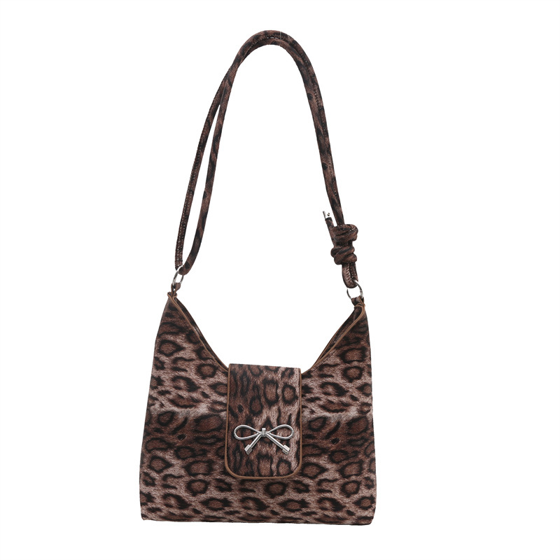 Leopardo arco brazo bolso para mujeres 2024 otoño nuevo nicho de diseño simple bolso de hombro exterior