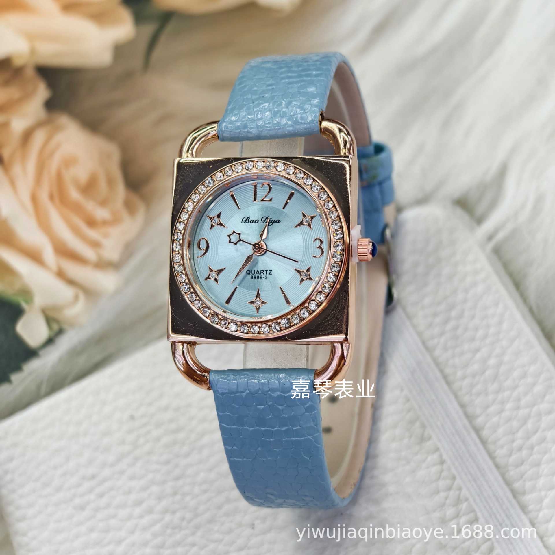 Cross-border DOM New Fashion Watch Light Luxury Simple Style Concenter Lock Diamond Digital Women's Quartz Watch