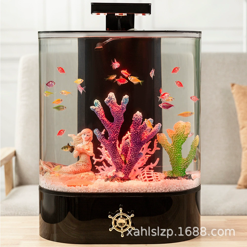 Haolong Новый экологический аквариум Небольшой Настольный аквариум для золотой рыбки Гостиная Бытовой акриловый эллипсоидный аквариум для аквакультуры