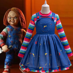 Foreign Trade New Girls' Skirt cosplay Ghost Baby Chaghi Same dress Two-piece Long Sleeve Strap Tutu Skirt