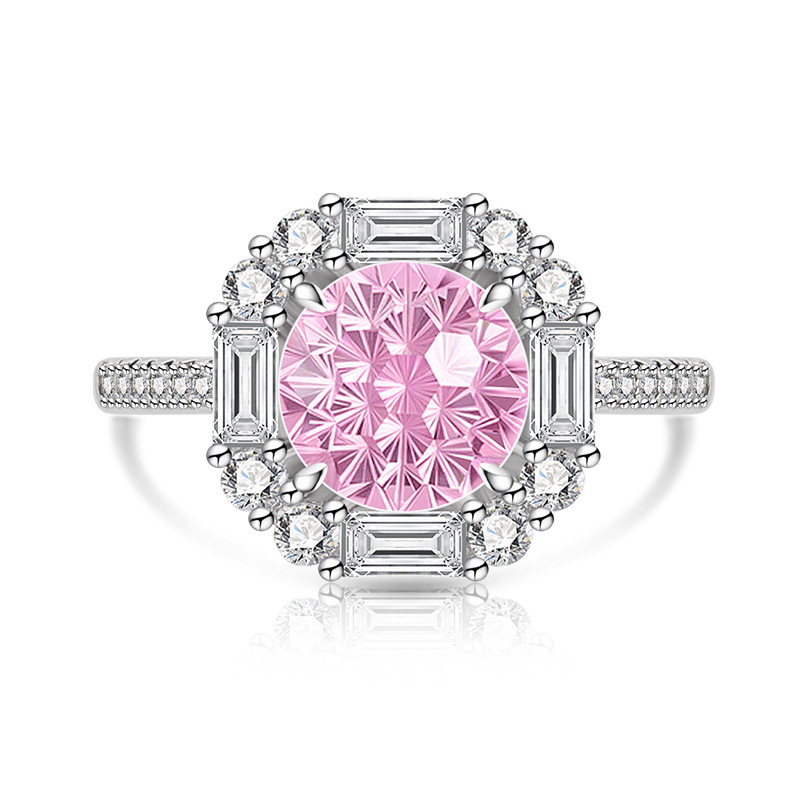Gold Plated Fireworks Ring With Colored Gemstone And Diamond_voghion.com