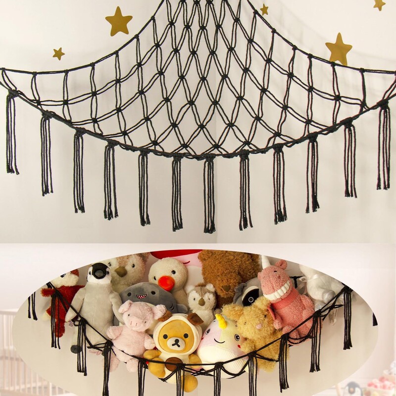 Insボヘミアン编み玩具収纳ストレージネットカブト三角玩具ネットカブト寝室壁コーナー収纳ネット|undefined