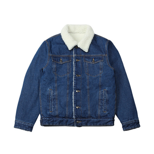 Men's denim jacket for autumn and winter 2026 new model, thickened and furred goat hair cotton coat, Korean version, slim-fit men's jacket