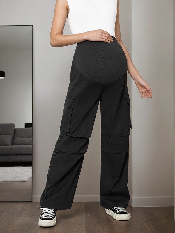 女性用ハイウエストマタニティカーゴパンツ、伸縮性クロスボーダー|undefined