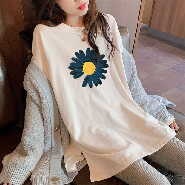 Pregnant women's spring and autumn clothing Korean style plus size loose mid-length bottoming shirt long sleeve T-shirt top pregnant women's cotton autumn and winter clothing