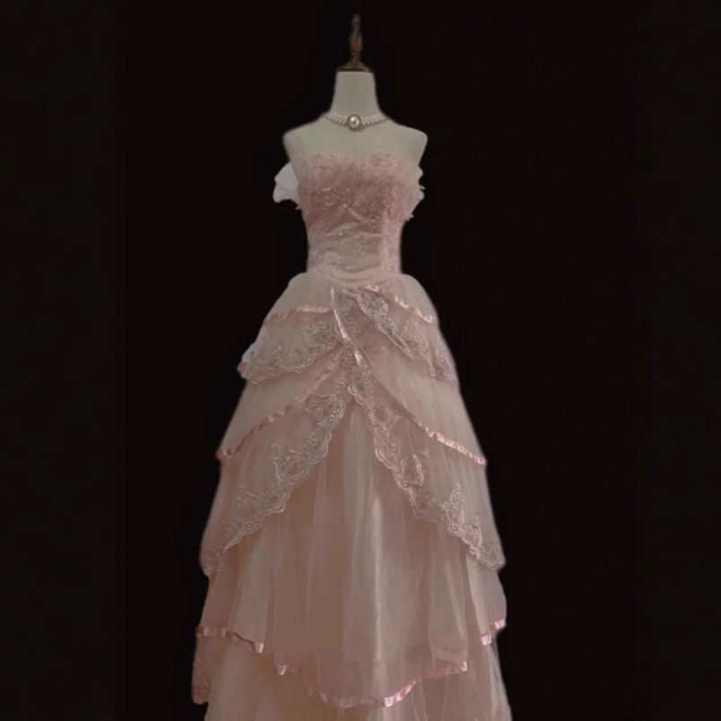 European and American Cross-border Strapless Evening Dress Birthday Adult Ceremony Host Dress 2025 New Party Dress for Women