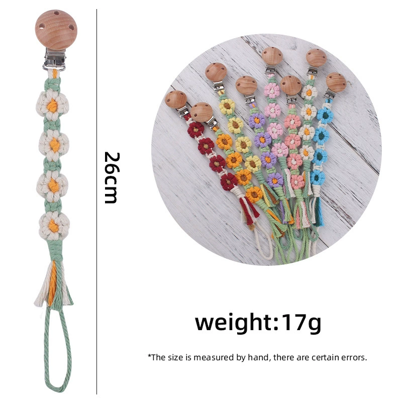 Cartoon woven pacifier for baby for new born, handmade, flowered