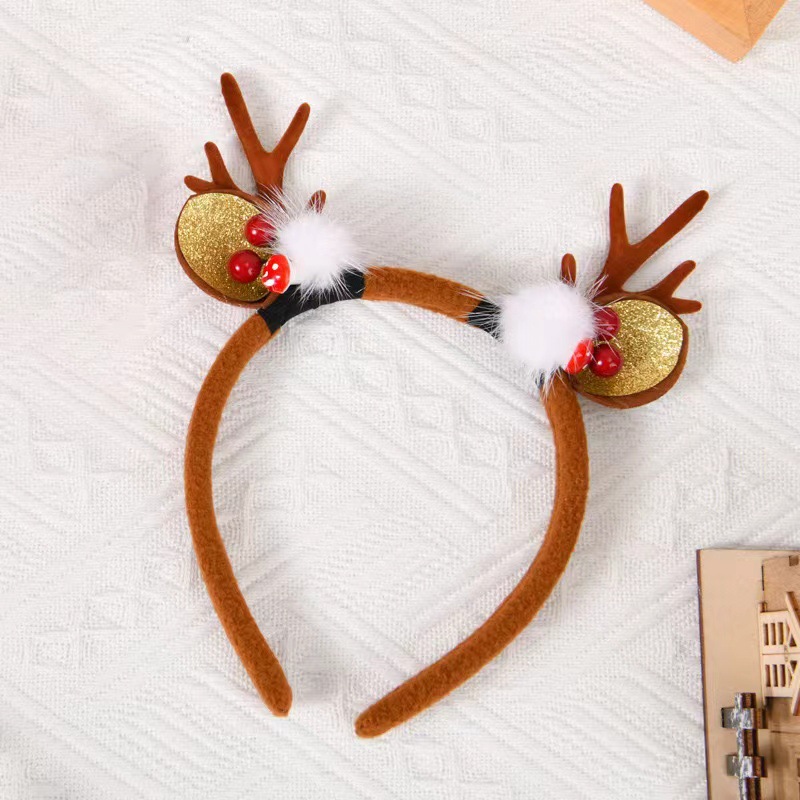 Adorable cabello de Navidad corno de ciervo cinco estrellas cabeza de banda de cabello de Navidad para niños corpos de cabello de decoración accesorios clipes de cabello