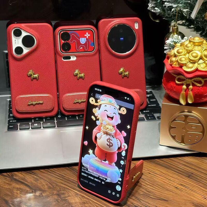3D English Pony Mirror Stand Suitable for Apple 17Promax Golden Mini Horse Iphone16 Phone Case