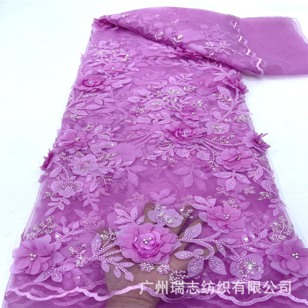 Belleza decal láser bordado perlas de tubo usar tela de encaje de sequilla pequeño vestido fresco tela de encaje de malla vestido
