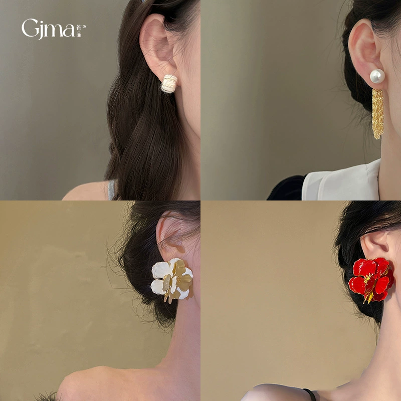 Серебряная игла, модные универсальные серьги из жемчуга, французский стиль, цветочный, стиль легкой роскоши, высокое качество продукции