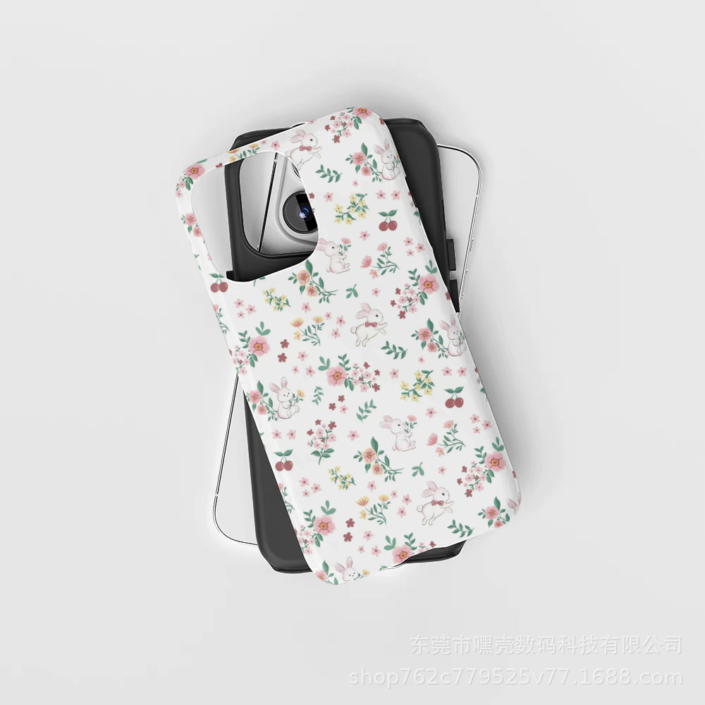 Funda para teléfono móvil dos en uno con película floral rosa para Apple 16/iphone13P