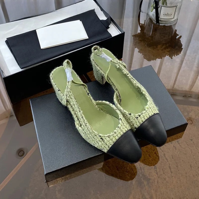 In-Stock New Style Chanel-Inspired Elegant Korean-Style Women's Pointed-Toe Color-Blocking Versatile High-Heeled Sandals