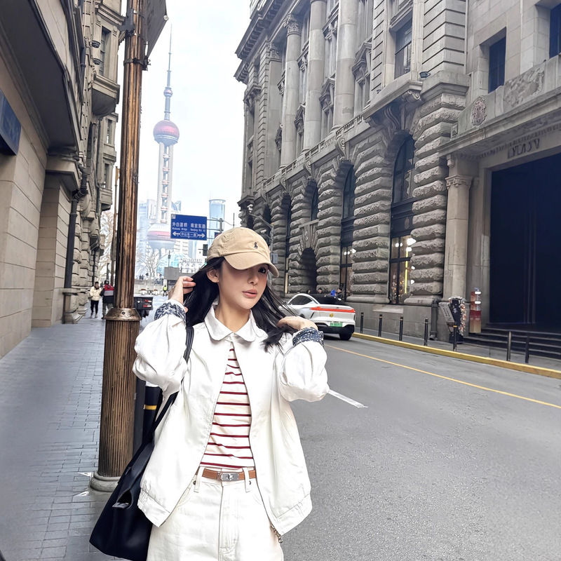 Nanyou High-End Old Money Style Pony Embroidery Patchwork Short Jacket for Women 2025 Spring and Autumn New Ralph-Style Jacket with Turn-Down Collar