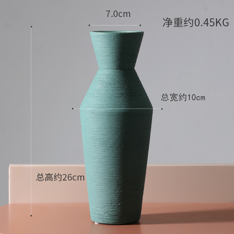 INS Estilo nórdico color arte florero de cerámica decoración simple flor seca arreglo hogar Sala decoración suave