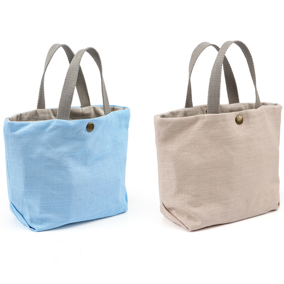 时尚简约女士棉麻手提袋 纯色学生布艺书包 外贸棉麻购物袋定制