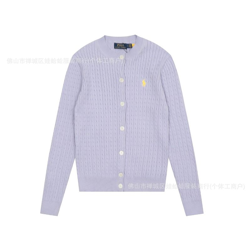 马标拉夫劳伦 女装小麻花针织开衫 修身经典款polo 纯色圆领外搭|undefined