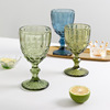 Retro relief Wine cup European style household Wine colour Glass Tall Juice Cup Water cup thickening