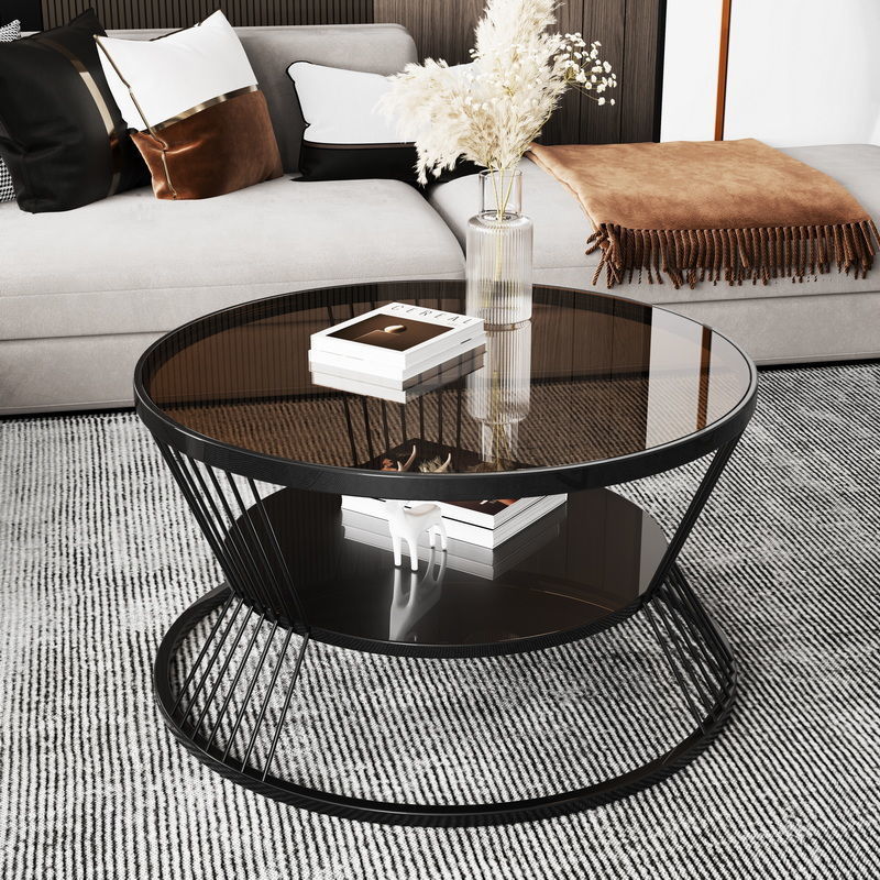 Red famosa moderna italiana Changhong tabla de té de vidrio temperado pequeña sala de estar redonda mini mesas domésticas minimalistas