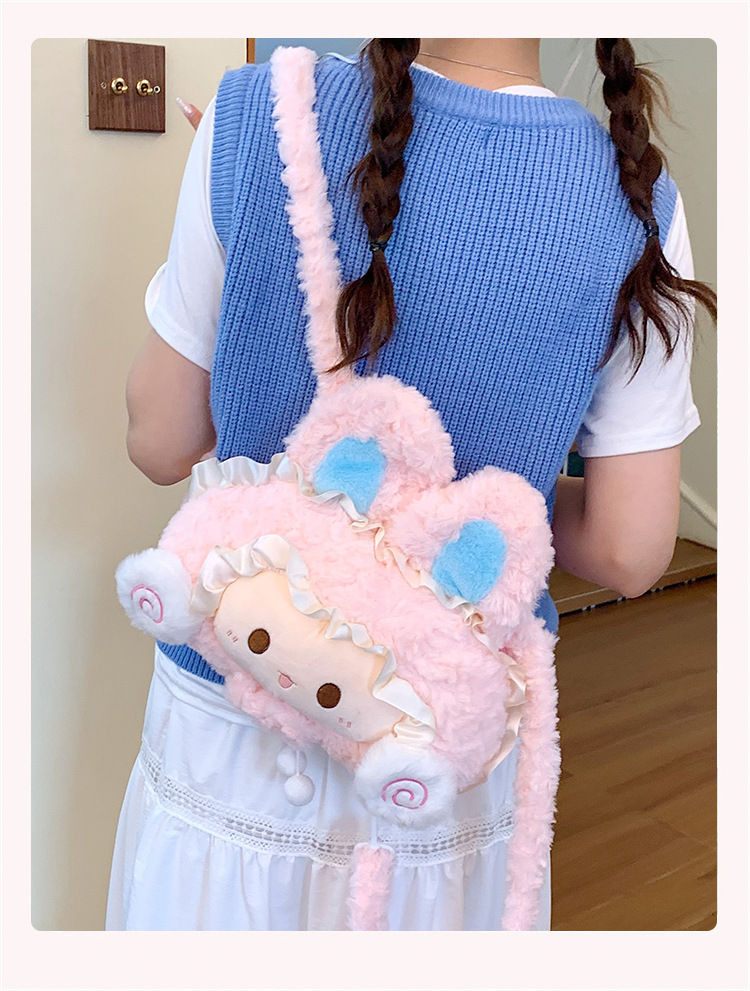 2026 Frühjahrskollektion modischer minimalistischer Trend-Freizeitrucksack mit cartoon-Plüsch süßem Rucksack für Damen