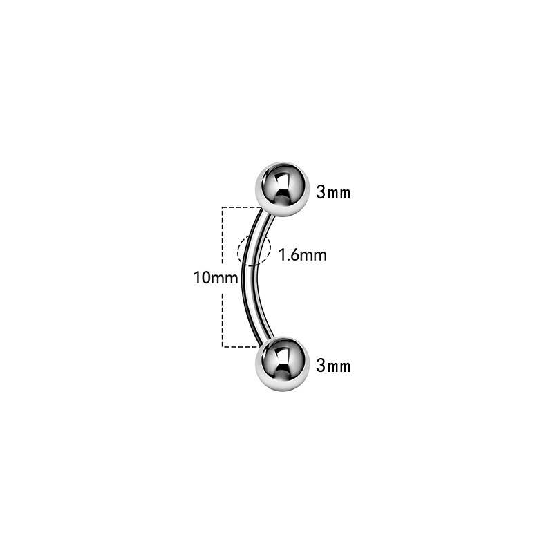 F136 Titanium Alloy Double-Headed External Thread Curved Barbell Ball Eyebrow Nail Tongue Nail Eyebrow Ring Ear Bone Nail G23 Piercing Jewelry detail image 3
