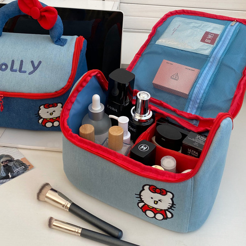 Original Cute Cat House Makeup Bag for Women, New Arrival Large Capacity Cartoon Handbag Style Storage Bag, Portable Toiletry Bag