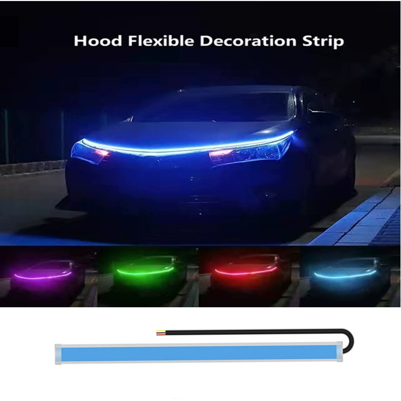 Дневные ходовые огни для автомобиля, RGB-подсветка капота, светодиодная лента для зазоров, световодная лента, динамическая подсветка, светодиодная декоративная подсветка решетки радиатора, атмосферная подсветка