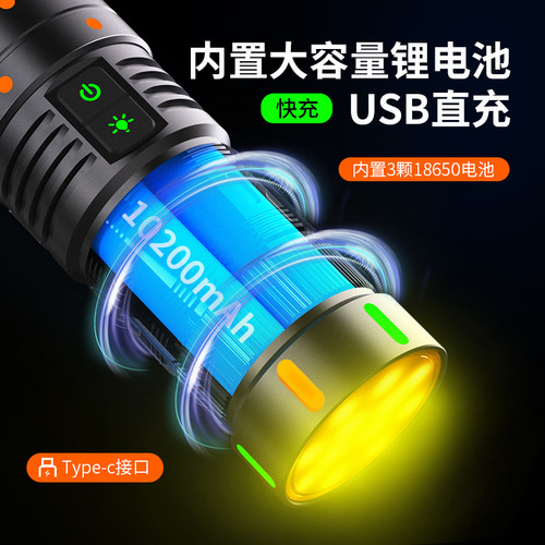 PK13 flashlight zoom color fluorescent bright light ultra-bright long-range long-lasting outdoor LED lighting emergency light