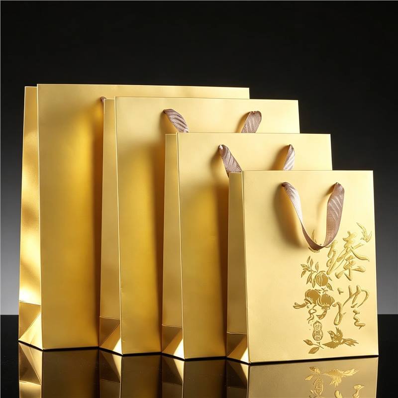 Universal Gold Gift Tote Bag, Red and Orange Tonic Gift Bag, Fish Maw, Bird's Nest, Mushroom, and Dried Goods Hand-Held Paper Bag