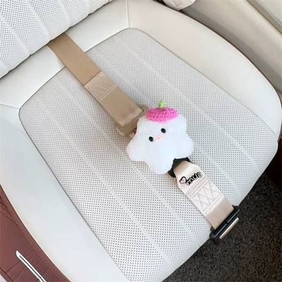 Car seat belt: co-pilot fixed anti-collision belly support belt - three-point-anti-strangling-safety-belt-beige-and-five-pointed-star-rose-red-beret