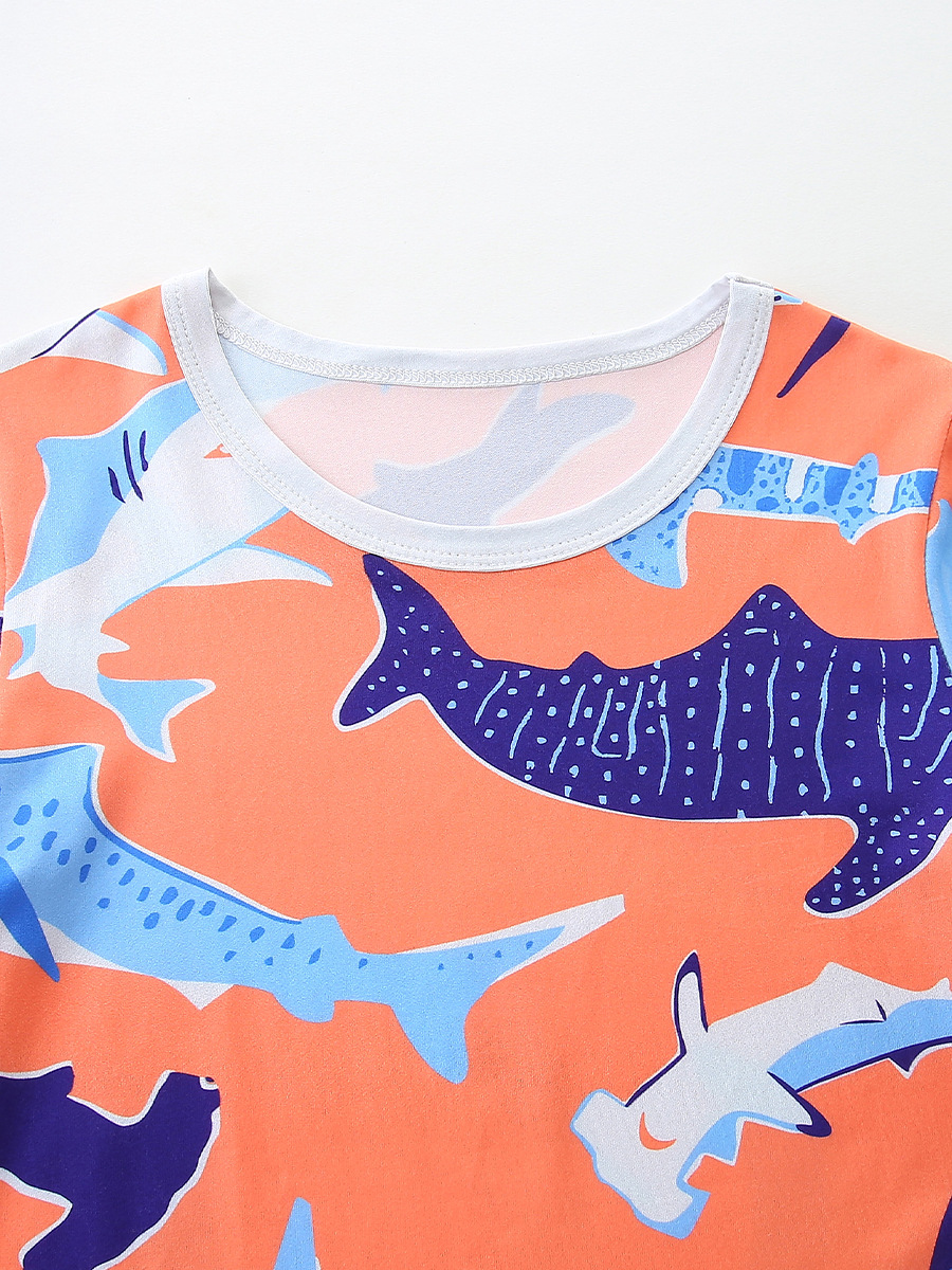 AostaBetty verano nuevo estilo niño ropa a domicilio de manga corta traje de dos piezas estilo europeo y americano cuello redondo casual para niños